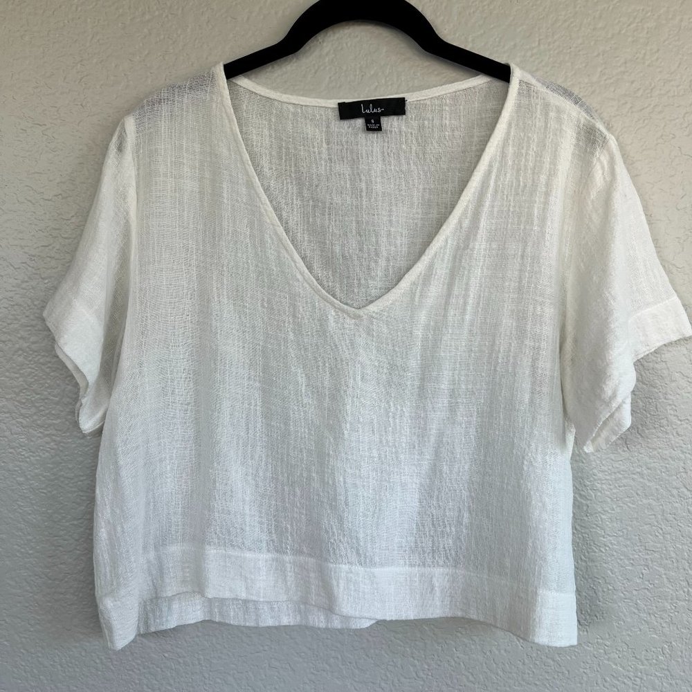 V-Neck White Crop Top